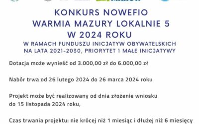 Nabór wniosków Nowe FIO Warmia Mazury Lokalnie 6, 2024 rok